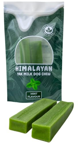 Himalayan Yak Milk Dog Chews - Mint Flavour - Yak Chews with Milk for Dogs Large (pack of 2) - Rich in Protein & Calcium - Puppy Friendly - Dog Dental Sticks - 100% Natural