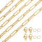 Beebeecraft 6.6 Feet/2M Paperclip Link Chain Bulk Real 18K Gold Plated Brass Metal Long Rectangle Pull Extension Connectors Chains with Lobster Clasps Jump Rings for Jewelry Making Necklace DIY Crafts