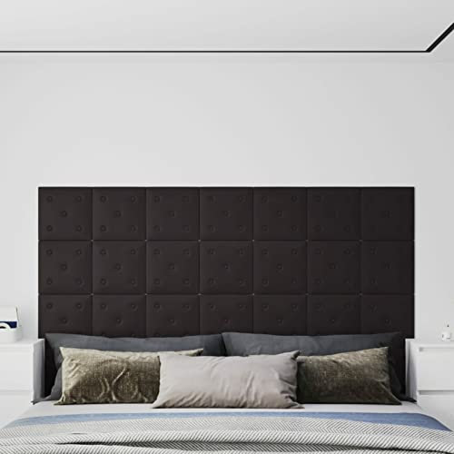 Sufrk Panneaux muraux 12 pièces noirs 30 x 30 cm Similicuir 1,08 m², panneaux muraux 3D, autocollants, étanches