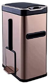 JKJZSALJ Poubelle À Ouverture Automatique en Acier Inoxydable pour Articles Ménagers, Capacité De 1,8 Gallon, Porte-Mouchoirs, Brosse De Toilette, Poubelle, Champagne