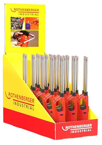 ROTHENBERGER Industrial 30x Gasanzünder Standard | Feuerzeug | Abzugsperre | Piezo | Füllanzeige | Wiederbefüllbar | Kindersicherung