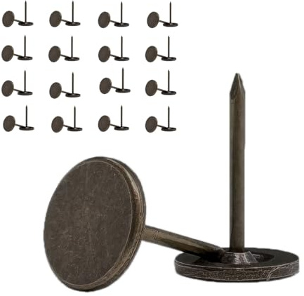 Galdexi 100pcs Upholstery Thumb Tacks for Wall, 7/16 Inch Heavy Duty Flat Head Push Pins, Decorative Long Wall Tacks Nails for Office Home Furniture Decor Fabric Wooden Photo, Bronze