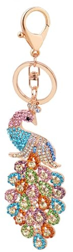 QDDollars Bunter Pfau-Schlüsselanhänger für Frauen, Regenbogen Pfau Vogel Schlüsselanhänger für Damen, Süße Pfau Sommer Schlüsselanhänger, Punk Pfau Phönix Amulett Schlüsselanhänger