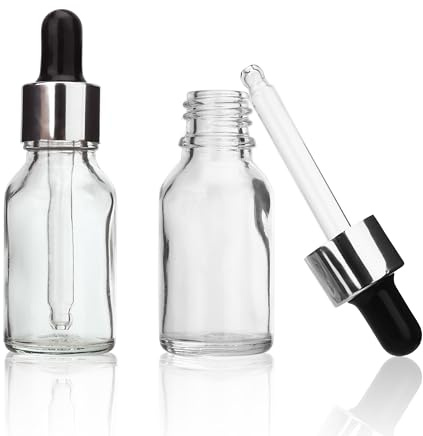 COSIDEA 25 pcs Empty 15ml 0.5oz Clear glass dropper bottles for essential oil liquids travel bottles for toiletries