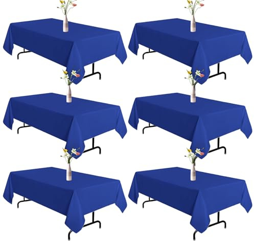 Vnituasr 6 Packungen Blau Rechteckige Tischdecke, 153 x 260 cm Polyester Tischdecke
