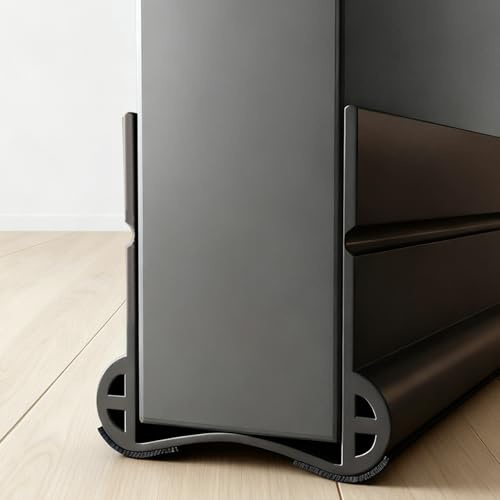 93 cm Boudin de porte avec double joint pour portes, 2026 Neu, Arrêt d'air autocollant avec double joint, Bande d'étanchéité pour porte, Isolation de porte, Arrêt de courant d'air (Noir, 100CM)