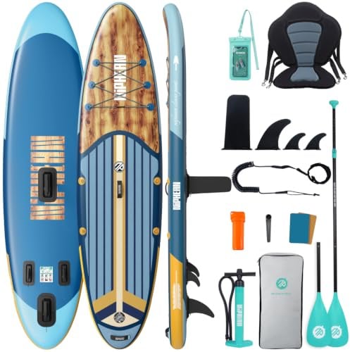 Niphean Paddle Gonflable Adulte avec Tous Les Accessoires, 320cm Planches de Stand Up Paddle Gonflables pour Tous Les Niveaux, Sup avec Capacité 200 kg pour 2 Personnes, Paddle Gonflable avec Siège