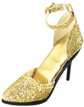 predolo Figures High Heel Schuhe 1/6 Puppenschuhe Miniatur Damenschuhe PU Material für Puppenmodell Ankleidezubehör für Sammelfiguren Geschenk Dekoration, Gold