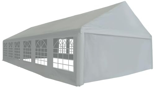 Tenda per feste in PE 6 x 12 m, impermeabile, con finestre e porte a rotelle, telaio in acciaio verniciato a polvere, per giardino, matrimonio, barbecue