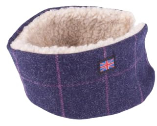Rydale Ladies Sherpa Lined Tweed Headband British Made Ear Cosy Fleece Hat (Navy)
