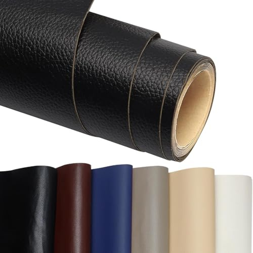 Kunstleder Selbstklebend, Leder Patch Selbstklebend, 44 * 300cm Leder Reparatur Patch PU Lederreparaturband für Sofas, Handtaschen, Jacken, Autositze, Möbel (Schwarz)