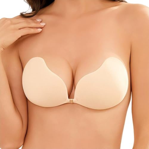WEISANGMI Sticky Bra for Women Invisible Stick On Bra Strapless Backless Sticky Push Up Bra Skin Friendly Breathable Reusable Silicone Adhesive Bras for Everyday Wearing,Strapless Dress,Wedding