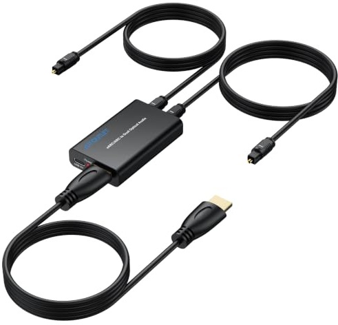AUTOUTLET HDMI eARC ARC Audio Extractor, 192KHz eARC ARC auf Dual Optisch Konverter, eARC Audio Adapter mit 2x 1M optische Kabeln für HDTV Soundbar Funkkopfhörer, Unterstützt Dolby 5.1/DTS 5.1