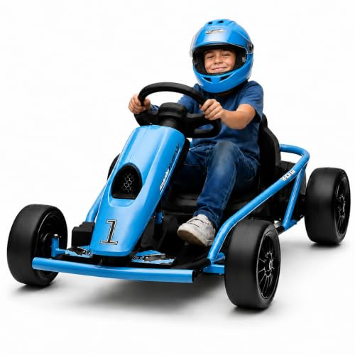 Litake Elektro Go-Kart 24V, Kinder Drift-Kart mit 2x300W Motoren | 24V Elektro Go-Kart mit 2x300W Motoren, Drift-Funktion, Sanftanlauf, Musik, Sicherheitsgurt und 8 km/h Geschwindigkeit