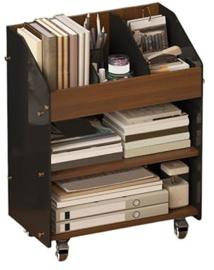 NexaGeniX Vitrine Bodenstehendes Bücherregal mit Rollen, mobiles Density Board Organizer-Regal Bücherregal