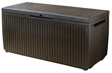 Keter Springwood Aufbewahrungsbox aus Kunststoff, für den Außenbereich, Terrasse, Gartenmöbel, 250 l, Braun