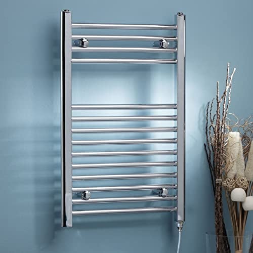 BathShopUK Luxury Chrome Thermostatic Electric Towel Rail Rad 800 x 500