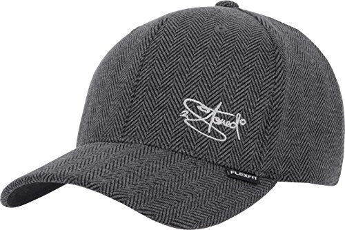 2Stoned Flexfit Baseball Cap Heringbone in Schwarz/Heather Grey mit Stick Größe L/XL (58 cm - 61 cm) für Herren