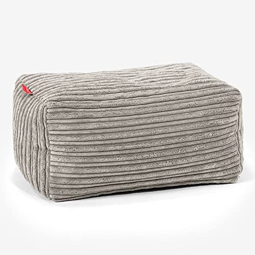 Lounge Pug Kleiner Fußhocker Pouf, Nerzfarben Cordstoff, Sitzpouf, Pouf Sitzsack Hocker Wohnzimmer