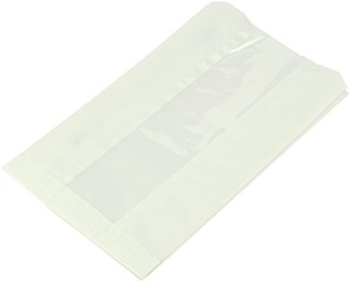 Vegware VGLW6 glassine natureflex window hot bag, 6 x 8.5 x 10, white (Pack of 500) | Grease-resistant Natureflex lining preserves freshness while clear viewing panel promotes hot cabinet food presentation.