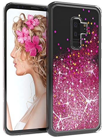 EAZY CASE Hülle kompatibel mit Samsung Galaxy S9 Plus Schutzhülle mit Flüssig-Glitzer, Handyhülle, Schutzhülle, Back Cover mit Glitter Flüssigkeit, aus TPU/Silikon, Transparent/Durchsichtig, Pink