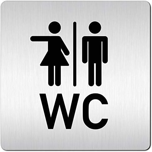 Türschilder24 XXL Schild - Türschild (B) • 125 x 125 mm • WC Links Piktogramm • 1,5 mm Aluminium Vollmaterial • 100% Made in Germany
