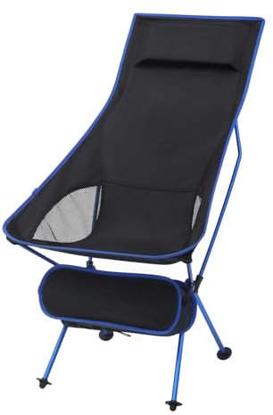 WOLTU CPS8133sz Chaise de Camping Chaise de pêche Fauteuil Pliable légère et Solide avec Sac de Transport et Repose-tête, Bleu + Noir