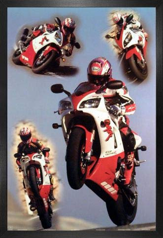 1art1 Motorräder Poster Plakat | Bild und MDF-Rahmen - Yamaha Collage (91 x 61cm)