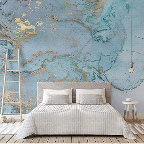 Fototapete Design 400 cm X 280 cm Vlies Tapeten Wandtapete Vliestapete moderne Wandbild Wanddekoration Schlafzimmer Wohnzimmer 3d Hintergrundbild - Retro Luxus blau Bronzing Textur