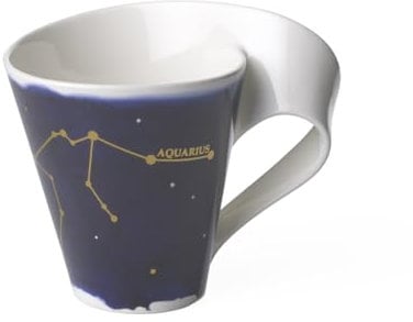 Villeroy & Boch 10-1616-5811 NewWave Stars Asa Elegante Taza con Motivo de Acuario, Porcelana, Apta para lavavajillas, Blanco/Azul, 300 ml