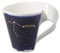Villeroy & Boch 10-1616-5811 New Wave Stars Mug with Handle, Beautifully Shaped Cup with Aquarius Design, Premium Porcelain, Dishwasher Safe, White/Blue, 300 ml,Gold