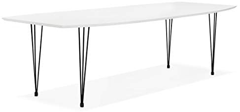 Accès-Design Esstisch / Besprechungstisch, ausziehbar, RYM, weiß, matt, Metallbeine, Schwarz, 170 (270) x 100 cm