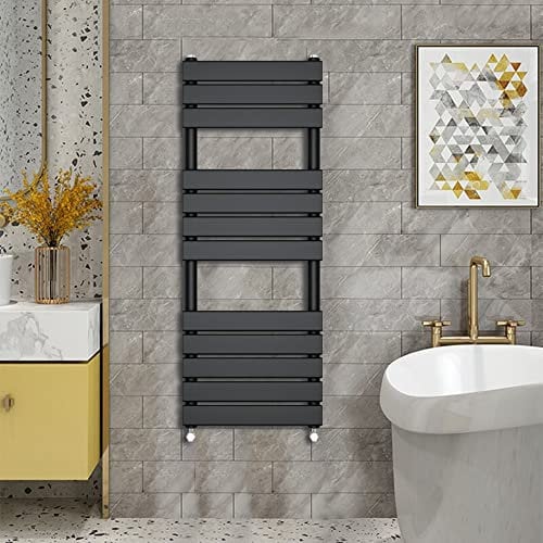 Warmehaus - Radiatore scaldasalviette minimalista per bagno a pannello piatto nero 1200 x 600 mm - Moderno riscaldamento centralizzato termosifone salvaspazio - perfetto per il bagno