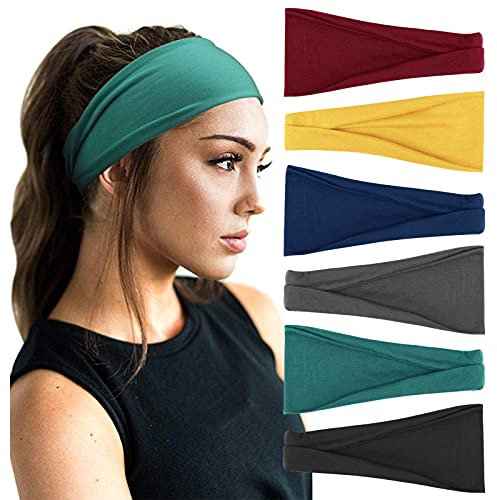 DRESHOW 6 Pièces Bandeau Cheveux pour Femme Yoga Courir Bandeaux Sport Entraînement Bandeaux Mignon Accessoire