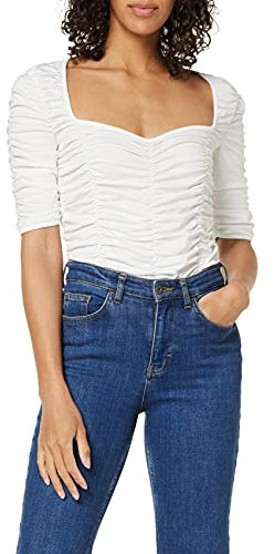 NA-KD Gathered Jersey Top Camisa Mujer, Blanco (Off White), S