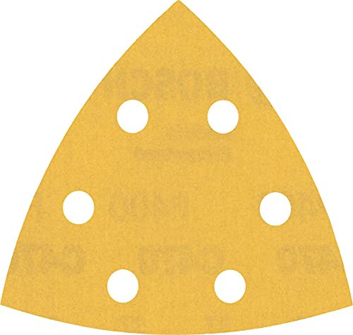 Bosch 5x EXPERT C470 Schleifblatt (für Farbe auf Holz, Hartholz, Ø 93x93 mm, Körnung 400, Professional Zubehör Deltaschleifer)