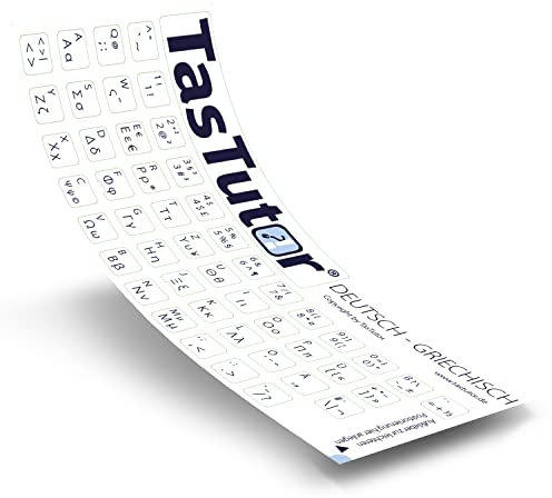 TasTutor Griechische Tastaturaufkleber | Tastatur Aufkleber deutsch für Windows und MAC, Tastaturbefehle für Laptop und Keyboard, Shortcuts für PC, Buchstaben Tastatur-Sticker auf griechisch