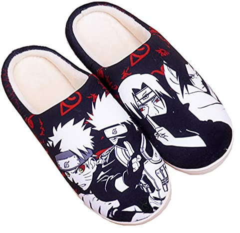 WANHONGYUE Naruto Anime Hausschuhe Damen Herren Plüsch Pantoffeln Rutschfest House Slippers Winter Warme Schlappen