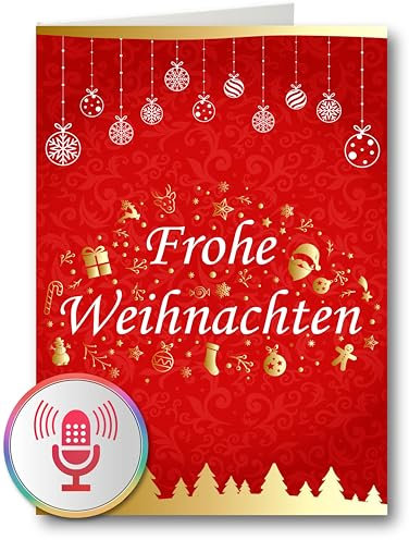 PlayMegram Audio Weihnachtskarte, 1 Minute Aufnahme und Abspielen per Knopfdruck, Aufnahmefunktion für Sprachnachrichten und Musik, Kreative Geschenkidee