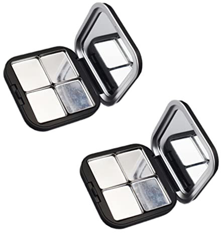 Lurrose 2 Stücke Leer Magnetische Lidschatten- Make- Up- Palette Nachfüllbarer Make- Up- Aufbewahrungsbox mit Spiegel für Kosmetische Lippenstift- Paletten