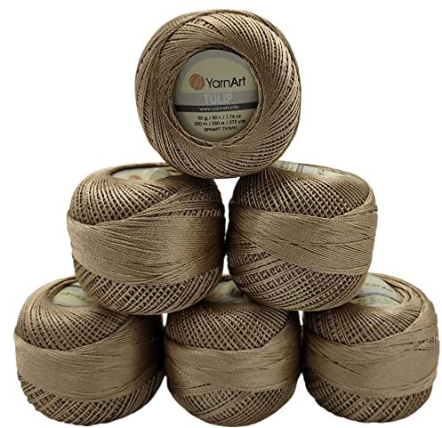 YarnArt Tulip 6 x 50 gr. Paket Seide Garn Mikrofaser, Satin Garn glänzend (gold 428)
