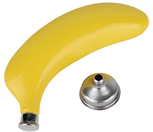 Flachmann für Schnaps, 5 Unzen Edelstahl Weinflasche Obst Banane Geformte Whisky Schnaps Alkohol Taschenflasche mit Trichter Tragbare Fruchtförmige Whisky Schnaps Alkohol Taschenflasche