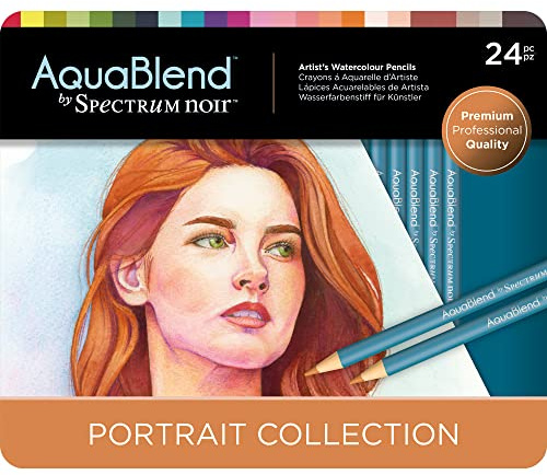 Spectrum Noir AquaBlend Pencils - Portrait - Pack of 24 - Premium Artist Quality