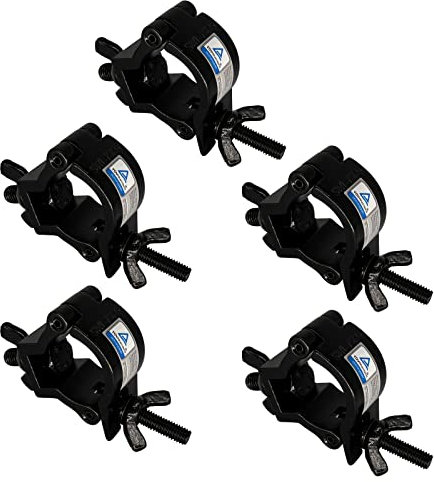 Truss Clamp-JLTPH 5 Stück Heavy Duty 32-35 mm Bühnenbeleuchtung Haken Klemme/Lautsprecher Ständer bewegliche Scheinwerfer Par Light Traversen Klemmen/Aluminium-Legierung Finish (5PCS-Schwarz)