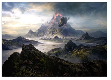 Displate Offiziell Elder Scrolls Skyrim MetallPoster Magnetische Befestigung Lizenziert Bilder Hochwertiges Poster The Elder Scrolls Online Horizontal - Red Mountain Horizontal Poster 32x45cm