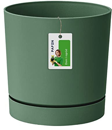Prosperplast Cache-Pot Fleuri - 17,5 x Ø 18 cm - Pot de Fleur avec Soucoupe Rond Tubo P 3,2l, Vert, DPOP180