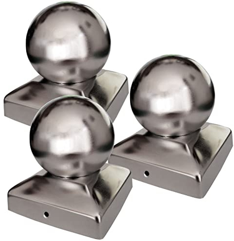 3 x Pfostenkappe Pyramide mit Kugel Edelstahl poliert für 90er Pfosten Pyramidenform Abdeckkappe Pfostenabdeckung von SO-TOOLs®
