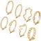 FUNEIA 8 Stück 14 Karat Vergoldet Ringe Set Gold Damen Stapelringe Fingerring Gold Sliver für Frauen Herz CZ Dünn Verlobungsring Eheringe Goldene Ringe Set Wasserfest Schmuck (Gold Set 1, 54（17.3）)
