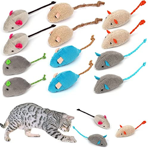 Dilightnews 12 Pièces Jouet en Peluche Catnip, Souris Jouets pour Chat, Jeu Interactif pour Chaton et Animaux Domestiques