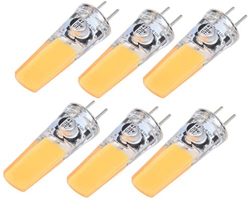 G6.35 Bi-Pin LED Lamp, 6Pcs LED Bulbs, 5W Dimmable LED Lamp, COB Light Bulb 500lm Light Bulbs Silicone Ceiling Lamp Bulb for Living Room(Warm White) [Energy Class A]